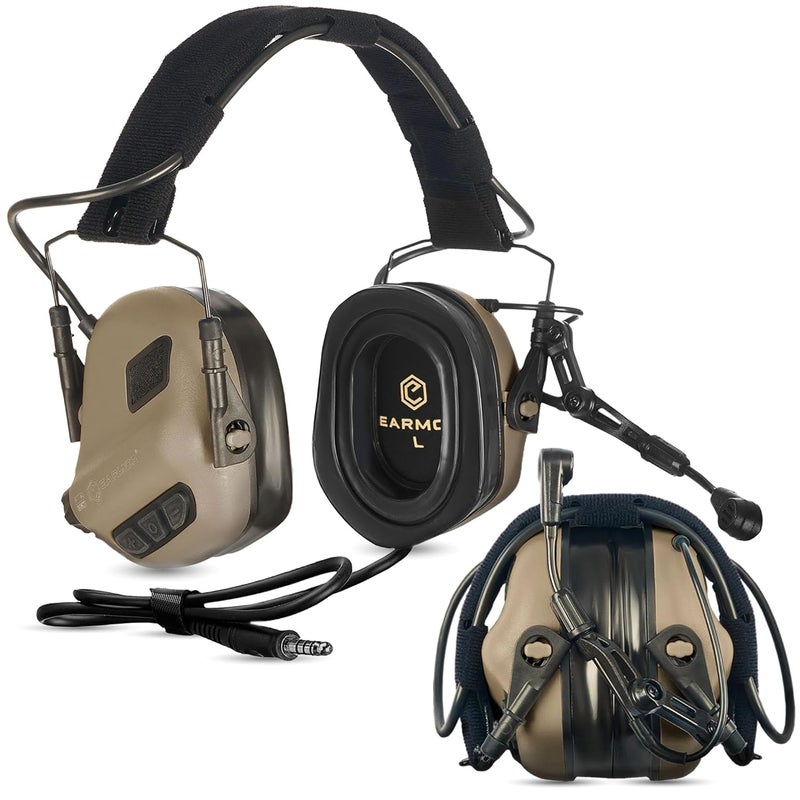 EARMOR M32 PLUS Tactical Headset for Helmet - Noise Canceling Headphones with mic for Shooting & Hunting Earmuffs, Nato TP120 Jacket Tan - Image 1